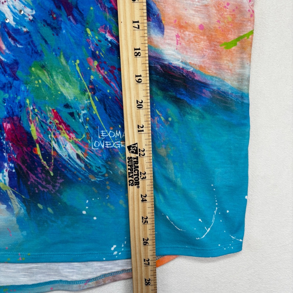 Leoma Lovegrove T-Shirt Lot Women XXL Pink Blue Flamingo Eagle Art Tie Front - Picture 13 of 13
